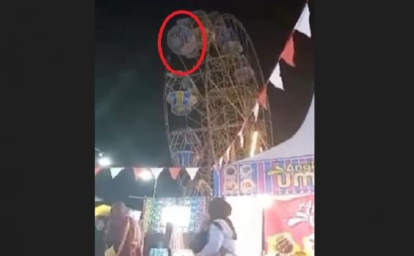 rantai wahana bianglala putus di Pasar Malam Sedangdang di Pamekasan, Madura, Jawa Timur. (Foto: Instagram @fakta.suroboyo)