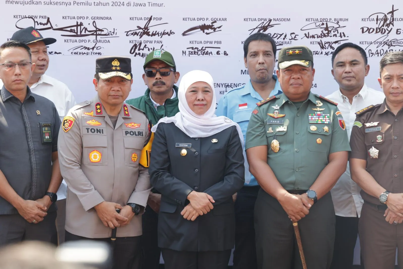 Deklarasi Pemilu Damai, Forkopimda Jatim Ajak Hindari Politik Identitas dan Ujaran Kebencian