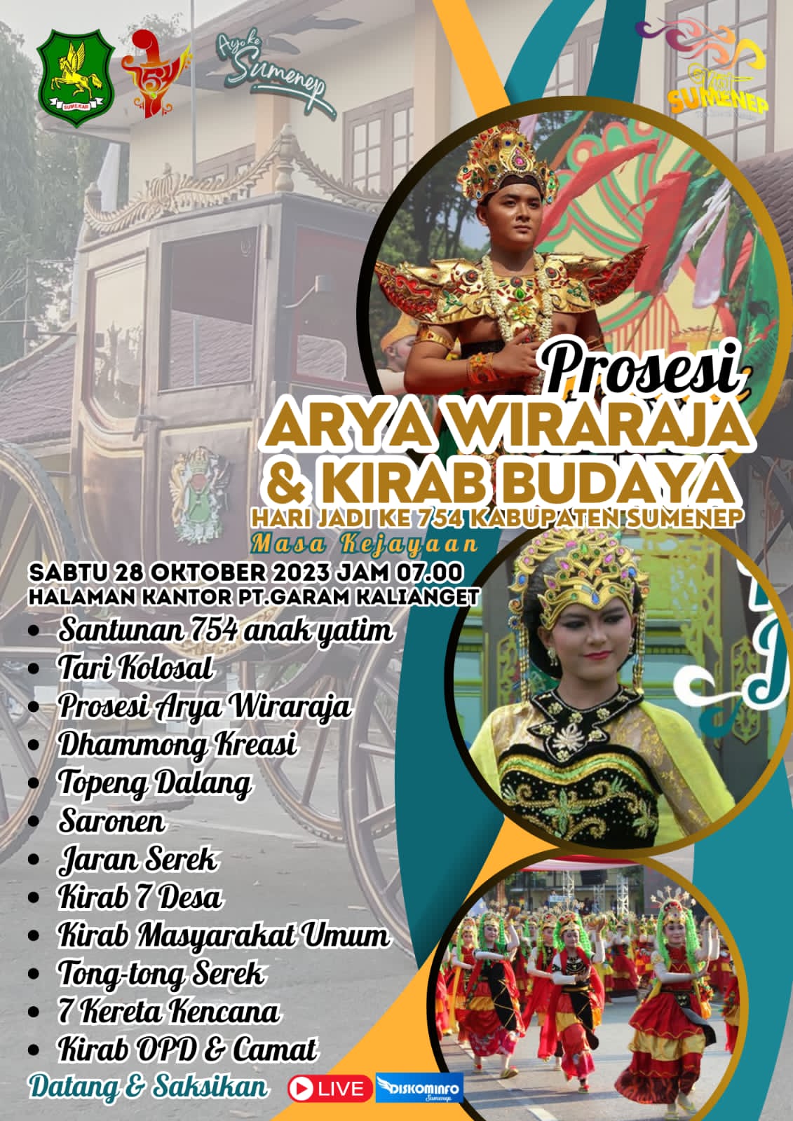 Poster prosesi Arya Wiraraja dan Kirab Budaya Pemkab Sumenep, Madura. (Istimewa)