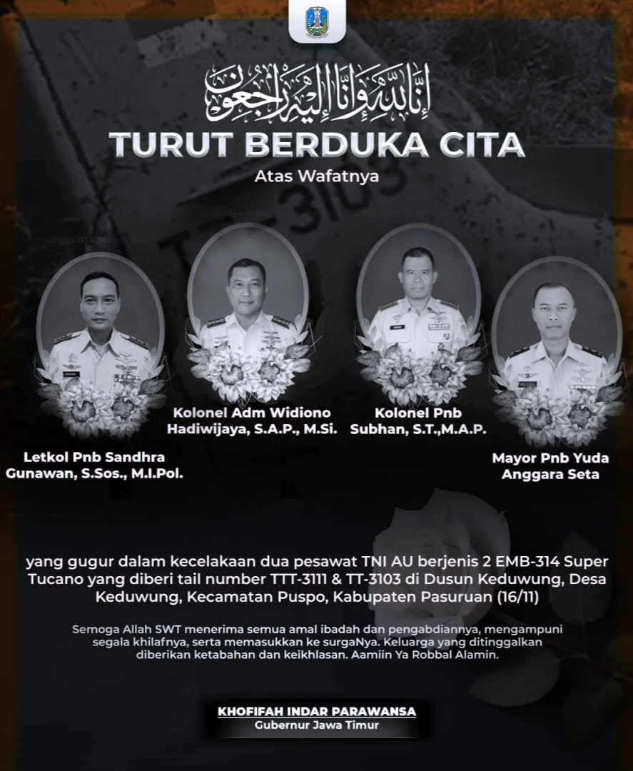 Gambar empat angota TNI AU gugur. (Istimewa)