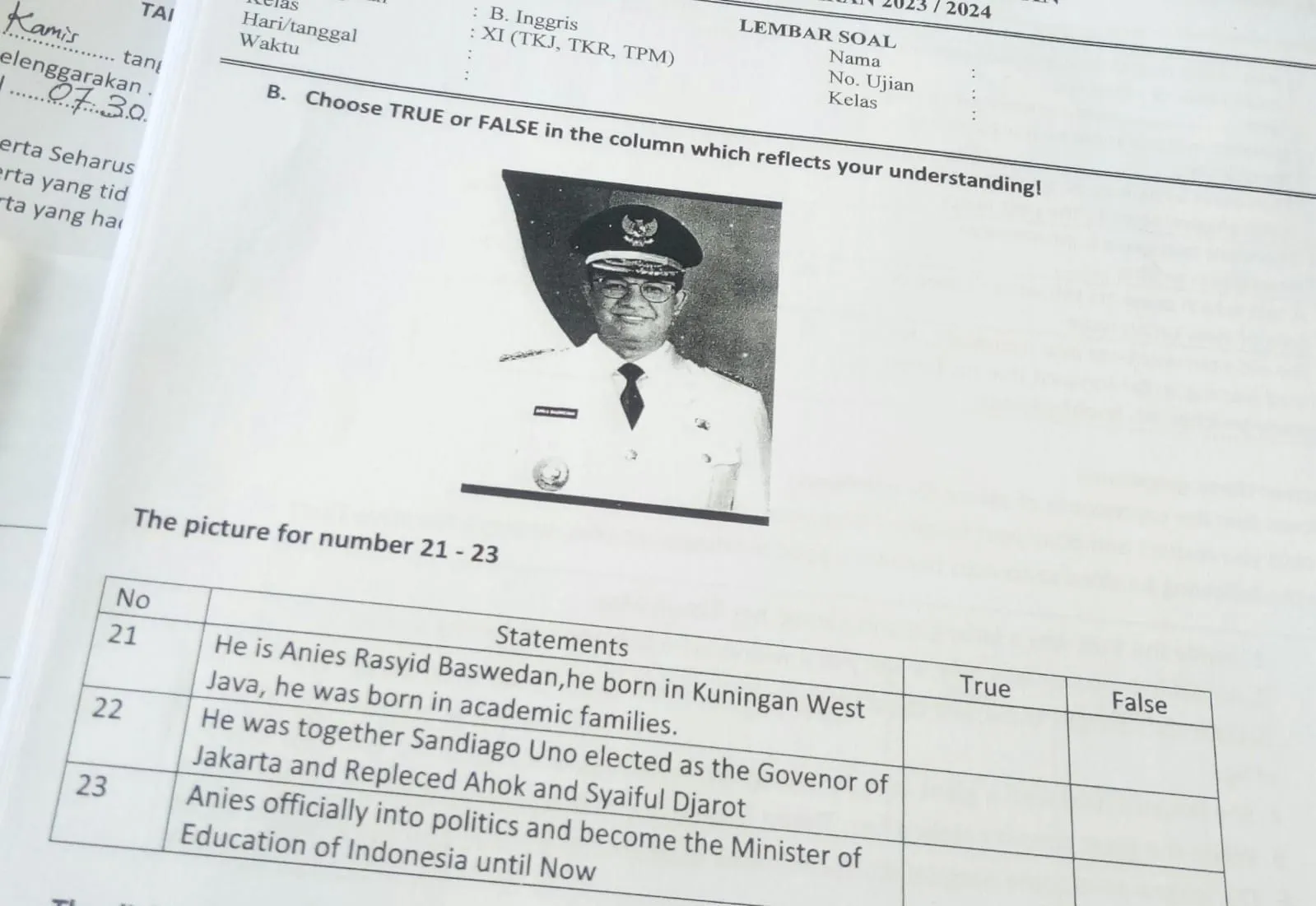 Bawaslu Sebut Naskah Ujian SMK Muncul Gambar Anies Baswedan Bukan Pelanggaran Pemilu