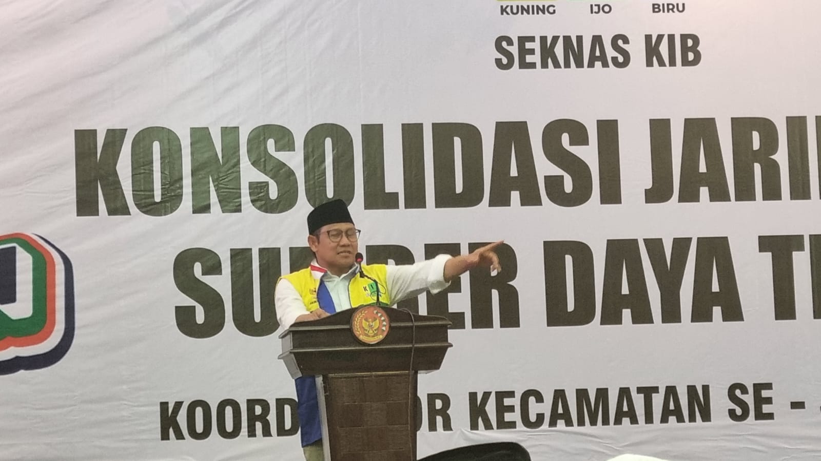 Cawapres 01 Muhaimin Iskandar alias Cak Imin, saat menghadiri Konsolidasi Jaringan dan Sumber Daya TPES 50 se-Jawa Timur di Surabaya. (Dok: Jurnas.net)
