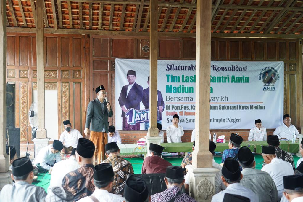 Silaturahmi Laskar Santri AMIN se- Madiun Raya, di Ponpes Kanzul Ulum, Kota Madiun. (Dok: Humas Timprov Jatim AMIN)