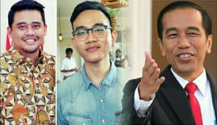 Presiden Jokowi (kanan), Gibran (tengah) dan menantunya Bobby (kiri). (Dok: net)