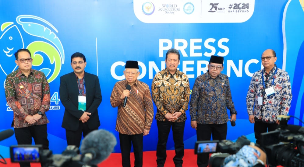 Wakil Presiden RI Ma'ruf Amin, di sela membuka Asian Pacific Aquaculture (APA) 24 di Grand City Surabaya. (Dok: Humas Pemprov Jatim)