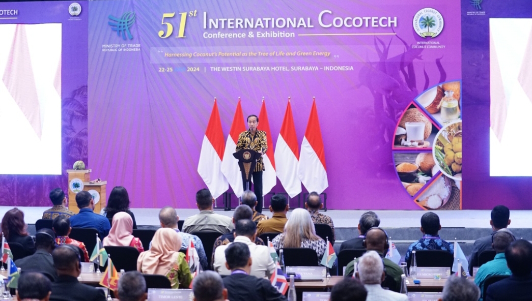 Presiden Joko Widodo membuka konferensi dan pameran internasional COCOTECH ke-51 di Surabaya. (Dok: Humas Pemprov Jatim)