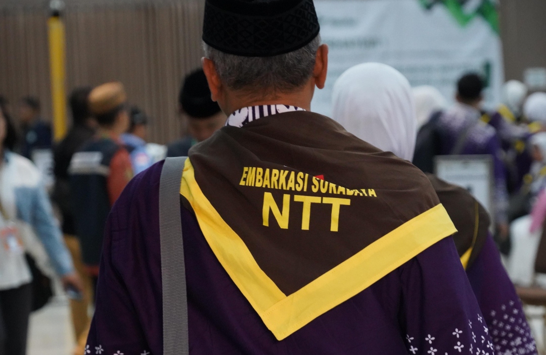 Jemaah haji asal Nusa Tenggara Timur tiba di Asrama Haji Sukolilo Surabaya (AHES). (Dok: Humas PPIH Surabaya)