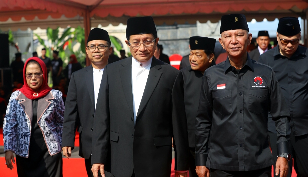 Menteri Agama RI, Nasaruddin Umar, didampingi Ketua DPP PDIP Said Abdullah dan jajarannya. (Dok: Humas PDIP)