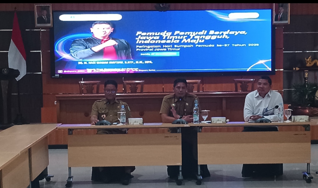 Kominfo Jatim dan Dispora Jatim menggelar konferensi pers menjelang memperingati Hari Sumpah Pemuda di Surabaya. (Insani/Jurnas.net)