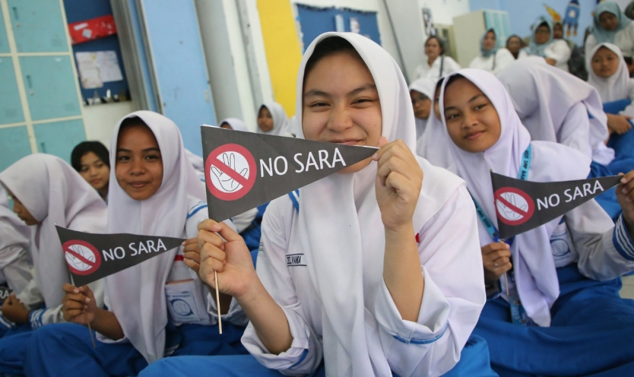 Pelajar di Surabaya saat dibekali sebagai agen perubahan dan fasilitator anti-perundungan di sekolah. (Humas Pemkot Surabaya)