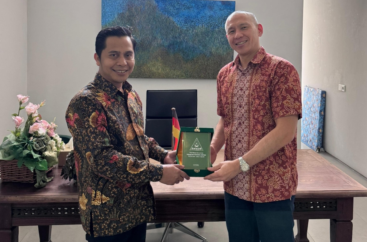 Ketua PW Ansor Jatim Musaffa Safril jajaki kerja sama strategis dengan Jerman. (PW Ansor Jatim)