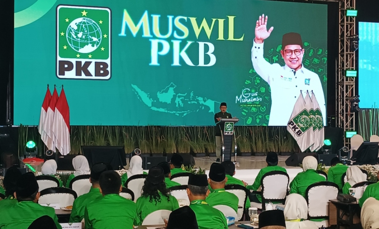 Ketua Umum PKB Muhaimin Iskandar alias Cak Imin, membuka Musyawarah Wilayah (Muswil) PKB di Jawa Timur. (Insani/Jurnas.net)