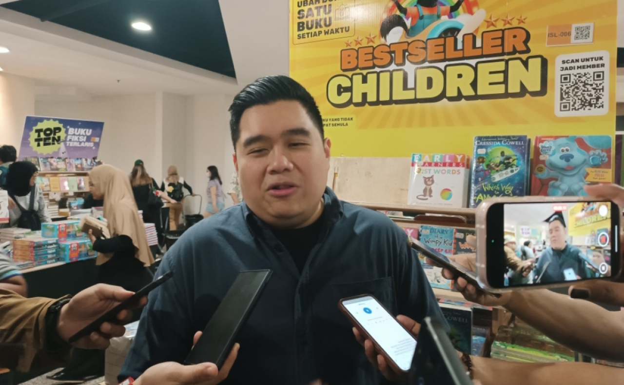 Founder Big Bad Wolf Books, Andrew Yap, di sela membuka rangkaian BBW Indonesia 2026 di Surabaya. (Insani/Jurnas.net)