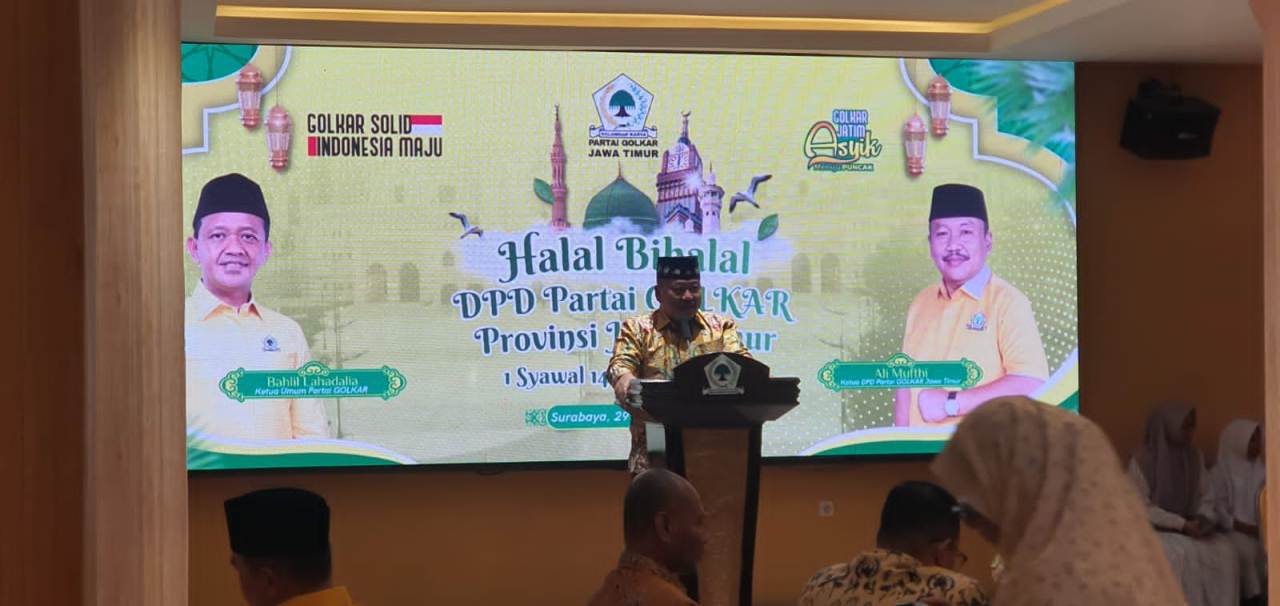 Ketua DPD Partai Golkar Jatim, Ali Mufthi, saat halal bihalal. (Insani/Jurnas.net)