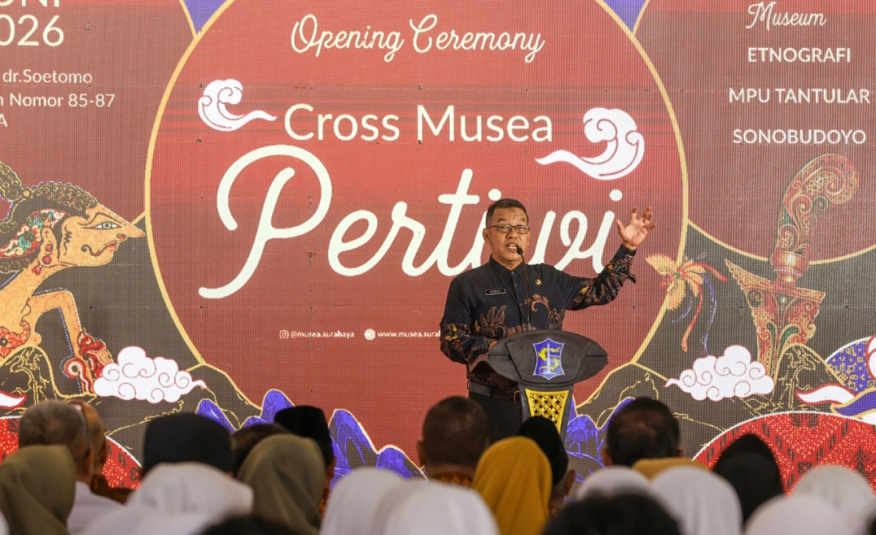 Pembukaan Cross Musea Pertiwi 2026, sebuah pameran kolaboratif lintas museum. (Humas Pemkot Surabaya)