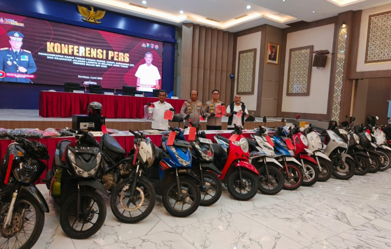 Polda Jawa Timur merilis kasus begal dan curanmor di wilayahnya. (Insani/Jurnas.net)