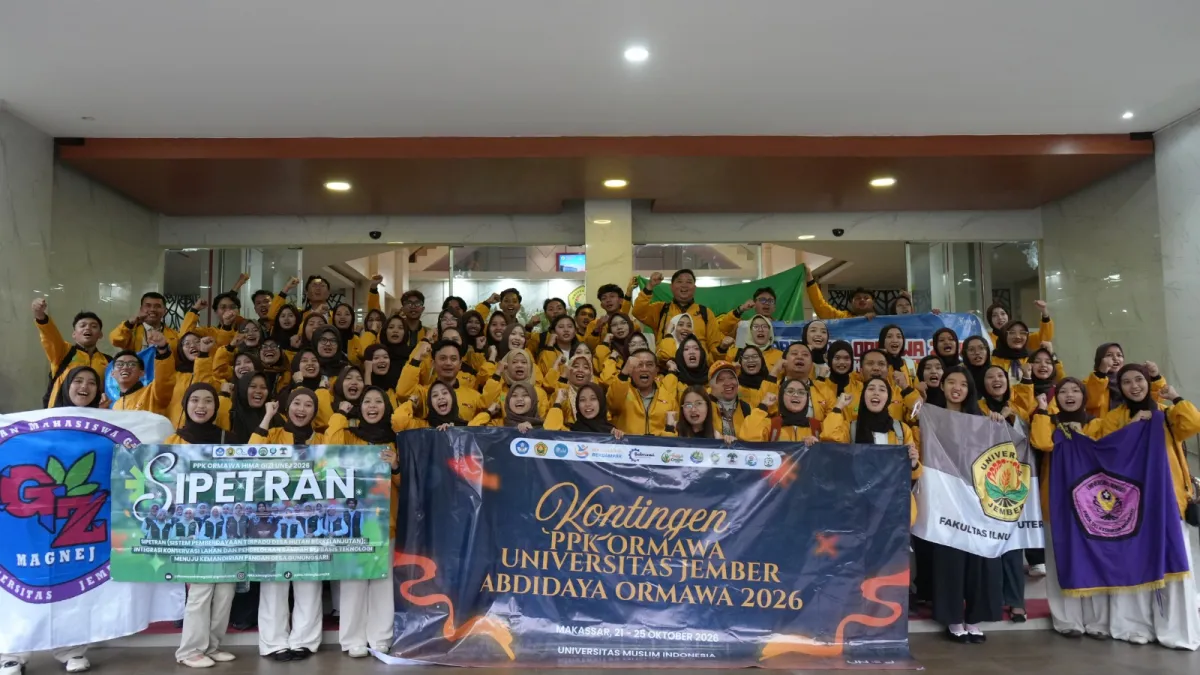 Pelepasan tim Unej ke ajang Abdidaya Ormawa 2026 pada 21–25 Oktober 2026 di Makassar, Sulawesi Selatan.
